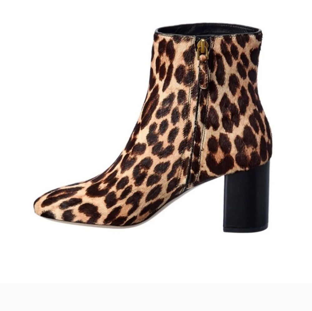 Tory Burch Brooke Leopard Print  Calfhair Women’s  Booties Size 6.5 NIB